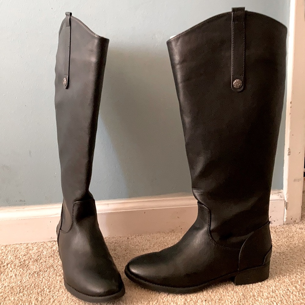 Black knee high riding boots